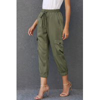 Olive Drawstring Cargo Pocketed Joggers