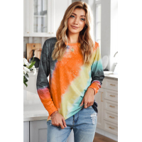 Ombre Orange Tie-dye Long Sleeve Top