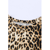 Chevron Colorblock Splicing Leopard Long Sleeve Top