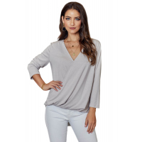 Light Gray Wrap Hi-lo Hem Blouse