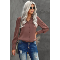 Frilled V Neckline Buttoned French Shirt