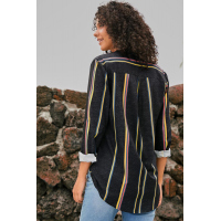 Yellow Charcoal Striped Modern Women Shirt