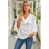 White Draped Blouse