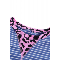 Pink Leopard Navy Stripe Fashion Top