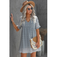 Blue Fever Pitch Pom Babydoll Tunic Dress