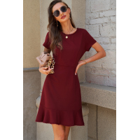 Red Tassel Ruffle Short Sleeve Mini Dress