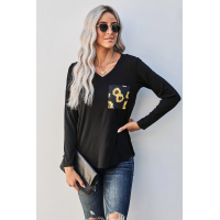 Sunflower Patch Pocket Long Sleeve Top