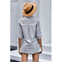 Gray Cotton Striped Button Shirt