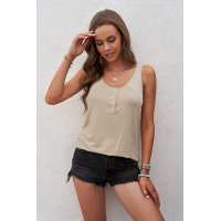 Apricot Button Loose Tank Top