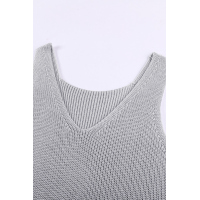 Multicolor Stripes Gray Knit Tank Top