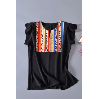 Colorful Striped Leopard Splicing T-Shirt 