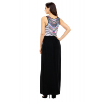 Stylish Aztec Print Sleeveless Black Maxi Dress