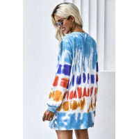 Blue Tie Dye Long Sleeve Sweatshirt Dress