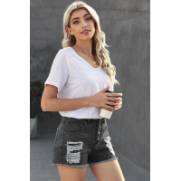 Black Gypsy Mid-rise Distressed Denim Shorts