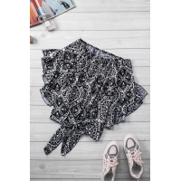 Black Bohemian Floral Print Off The Shoulder Blouse