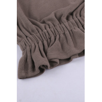 Khaki Corduroy Ruffle Frilled Long Sleeve Top