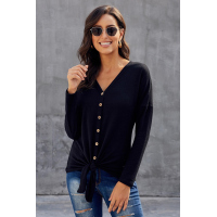 Black Dearly Loved Button Up Top