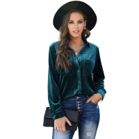 Retro Velvet Pocket Long Sleeve Shirt