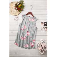 Floral Print Gray Tank Top