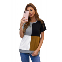 Brown Colorblock T-shirt with Slits