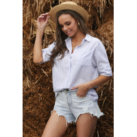 Sky Blue Short Sleeve Striped Shirt