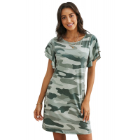 Green Pile Of Sleeves Camouflage Dress