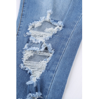 Raw Cut Frayed Hem Medium Wash Jeans