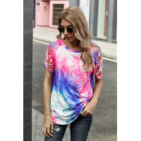 Blue Getting Ripped Raglan Sleeve Tie Dye T-shirt