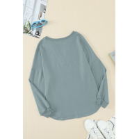 Buttoned V Neck Cotton Loose Fit Top