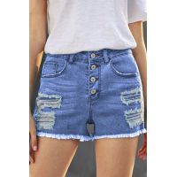 Sky Blue Gypsy Mid-rise Distressed Denim Shorts