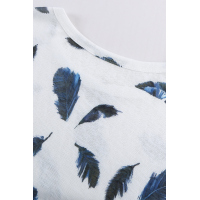 White Feather Print Short Sleeve Tee