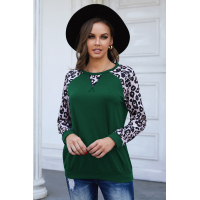 Green Leopard Long Sleeve Top