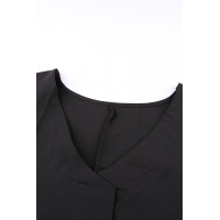 Black V Neck 3/4 Sleeve High Low Hem Shirt