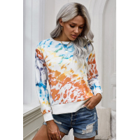 High Low Hem Tie-dye Print Top with Slits