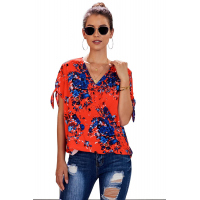 Orange Floral Twist Top