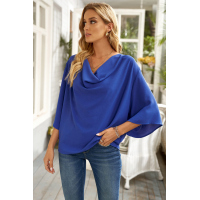 Blue Draped Blouse