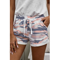 Multicolor Camo Print Cotton Casual Shorts