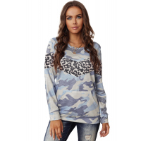 Olive Camo Long Sleeve Leopard Chevron Top