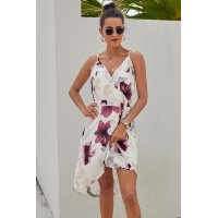 White Floral Print Boho Dress