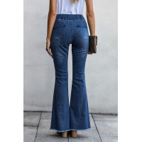 Sky Blue Distressed Bell Bottom Denim Pants