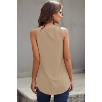 Khaki Just Say The Word 3 Button Tank Top