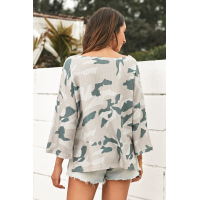 Oversize Camo Print Long Sleeve Top