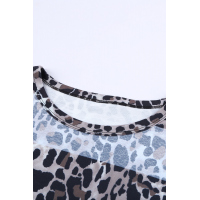 Leopard Striped Print Long Sleeves Top