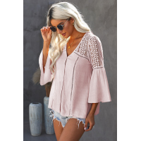 Pink The Du Jour Crochet Blouse