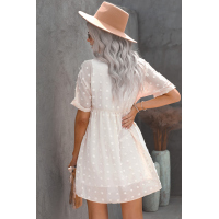 White Fever Pitch Pom Babydoll Tunic Dress