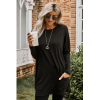 Black Longline Pocketed Top