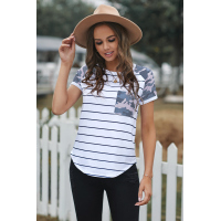 Striped Camo Pocketed Patch Tee