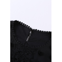 Black Polka Dot Lace Lantern Sleeve Blouse