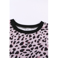 Contrast Neck Leopard T-shirt Mini Dress