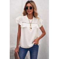 White Flutter Ruffled Top